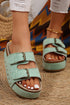 Suede Texture Wide Strap Buckle Decor Slide Slippers