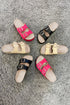 Suede Texture Wide Strap Buckle Decor Slide Slippers