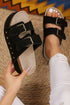 Suede Texture Wide Strap Buckle Decor Slide Slippers
