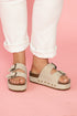 Suede Texture Wide Strap Buckle Decor Slide Slippers