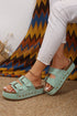 Suede Texture Wide Strap Buckle Decor Slide Slippers