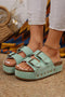 Suede Texture Wide Strap Buckle Decor Slide Slippers