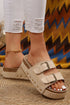 Suede Texture Wide Strap Buckle Decor Slide Slippers