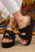 Suede Texture Wide Strap Buckle Decor Slide Slippers