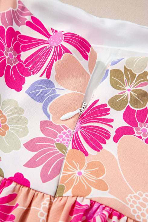 Summer Floral Square Neck Puff Sleeve Babydoll Dress