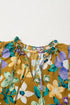 Summer Garden Floral Print Tiered Flutter Sleeve V Neck Top