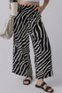 Summer Safari Zebra Stripe Print Flowy Wide Leg Pants