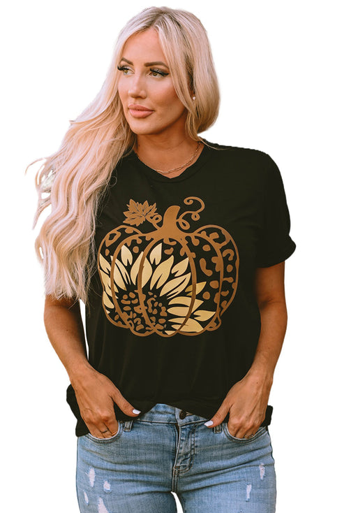 Sunflower And Pumpkin Graphic Print Tee