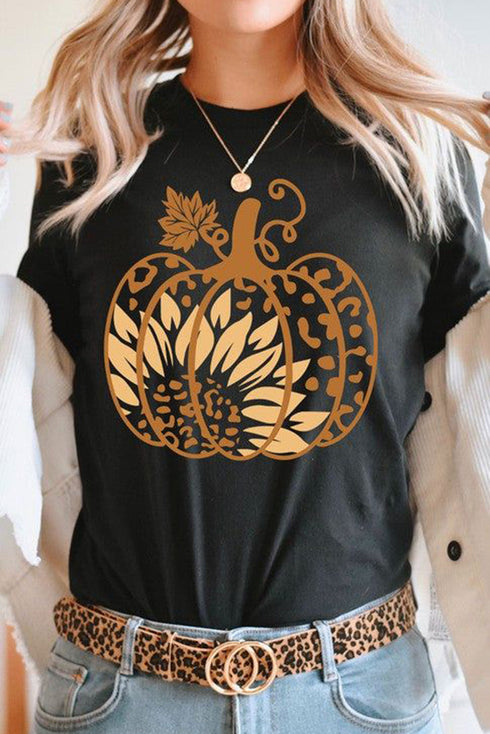Sunflower And Pumpkin Graphic Print Tee