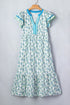 Sunflower Print Striped Patchwork Trim Flutter Sleeve Long Dress