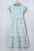 Sunflower Print Striped Patchwork Trim Flutter Sleeve Long Dress