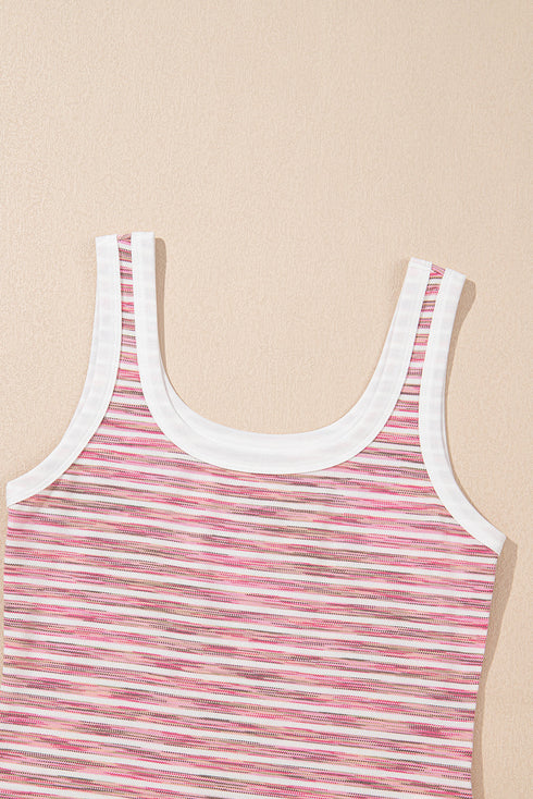 Sunrise Stripe Contrast Trim Scoop Neck Knit Tank Top