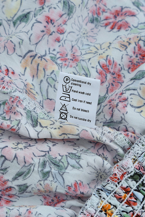 Surplice V Neck Floral Print Woven Halter Top