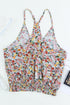 Surplice V Neck Floral Print Woven Halter Top