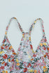 Surplice V Neck Floral Print Woven Halter Top