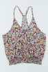 Surplice V Neck Floral Print Woven Halter Top