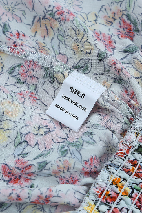 Surplice V Neck Floral Print Woven Halter Top