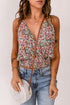 Surplice V Neck Floral Print Woven Halter Top