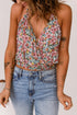 Surplice V Neck Floral Print Woven Halter Top