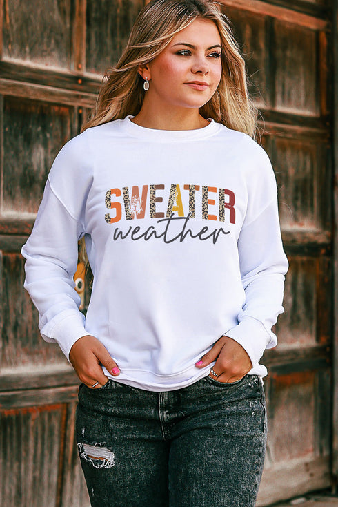 Sweater Weather Graphic Print Crew Neck Sweatshirt