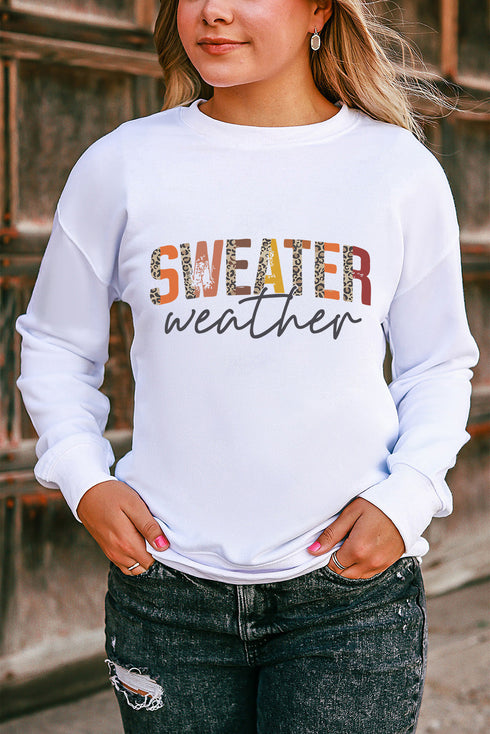 Sweater Weather Graphic Print Crew Neck Sweatshirt