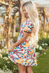 Sweet Blossom Ruffle Sleeve High Waist Flared A Line Mini Dress