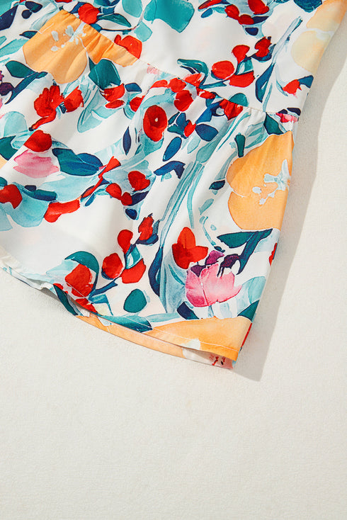 Sweet Blossom Ruffle Sleeve High Waist Flared A Line Mini Dress