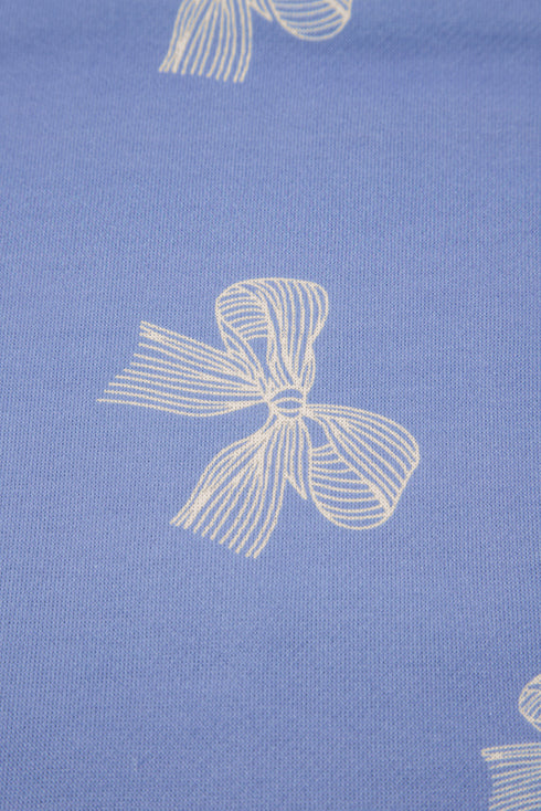 Sweet Bow Print Ruffle Sleeve Crewneck T-Shirt Mini Dress