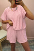 Sweet Daisy Jacquard Textured Knit Short Sleeve Top And Matching Shorts Set