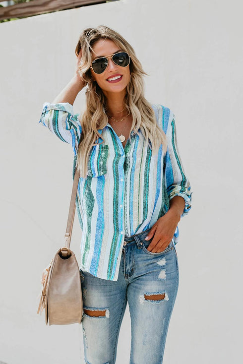 Sweet Enough Striped Button Down Top