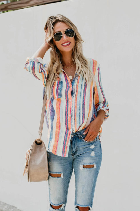 Sweet Enough Striped Button Down Top