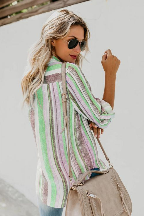Sweet Enough Striped Button Down Top