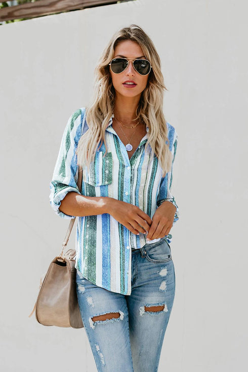 Sweet Enough Striped Button Down Top