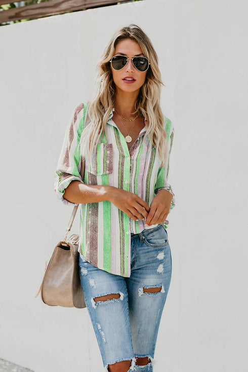 Sweet Enough Striped Button Down Top