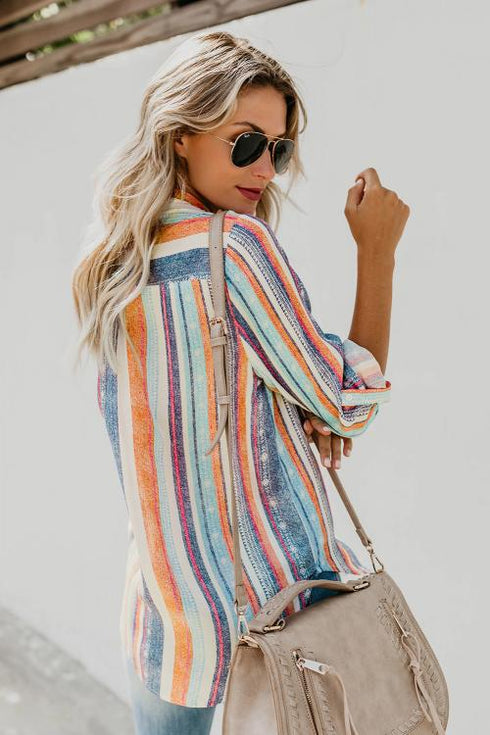 Sweet Enough Striped Button Down Top