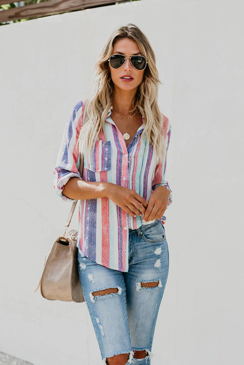 Sweet Enough Striped Button Down Top