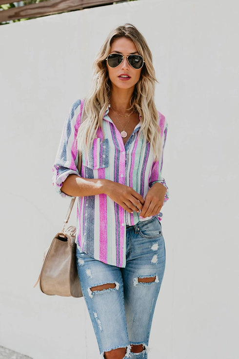 Sweet Enough Striped Button Down Top