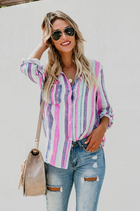 Sweet Enough Striped Button Down Top