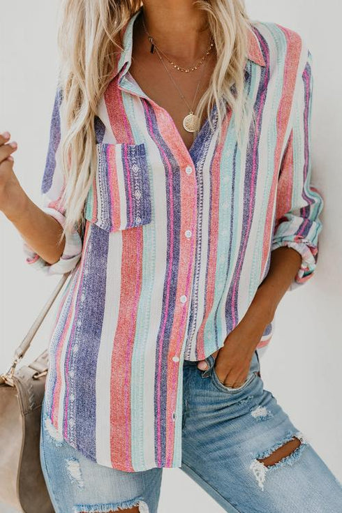 Sweet Enough Striped Button Down Top