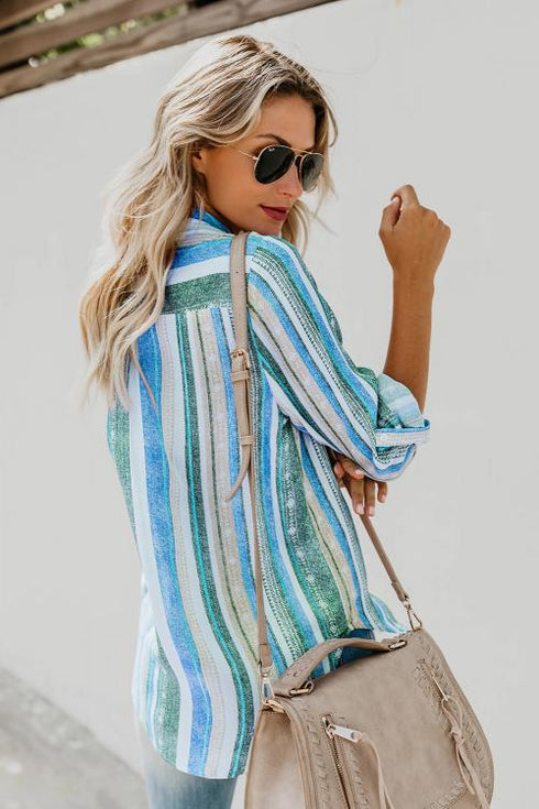 Sweet Enough Striped Button Down Top
