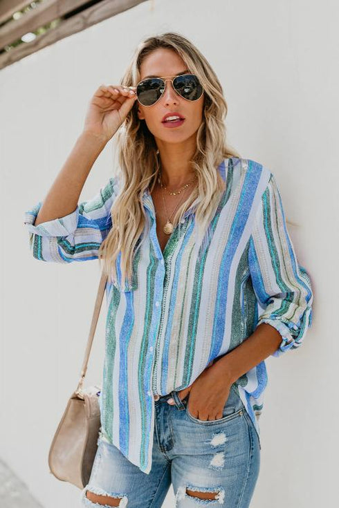 Sweet Enough Striped Button Down Top