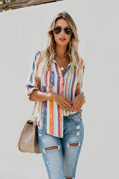Sweet Enough Striped Button Down Top