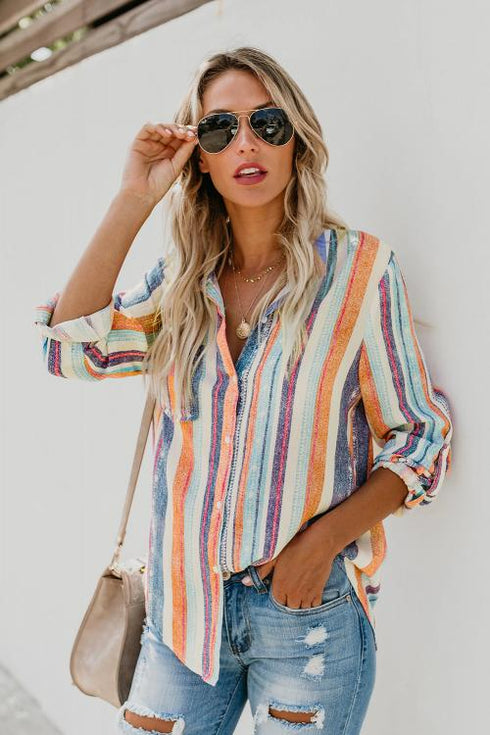 Sweet Enough Striped Button Down Top