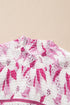 Sweet Floral Garden Smocked Frill Detail Puff Sleeve Blouse