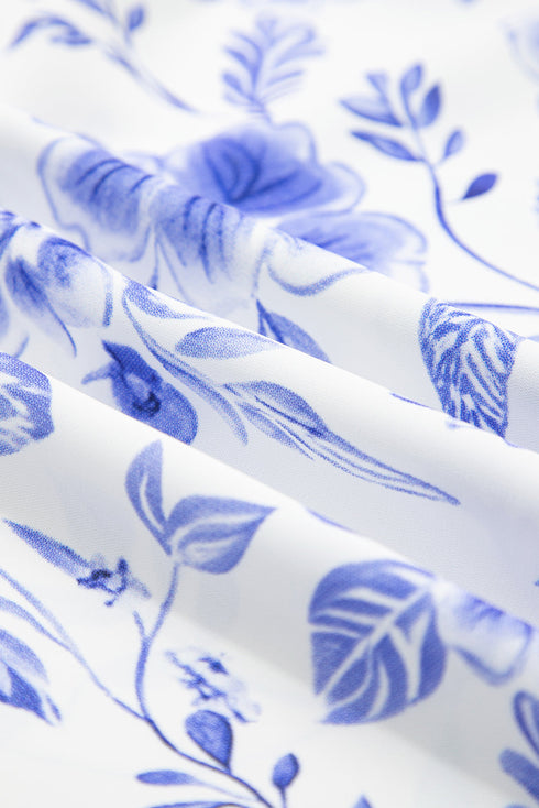 Sweet Floral Print Ricrac Trim Round Neck Short Sleeve Top