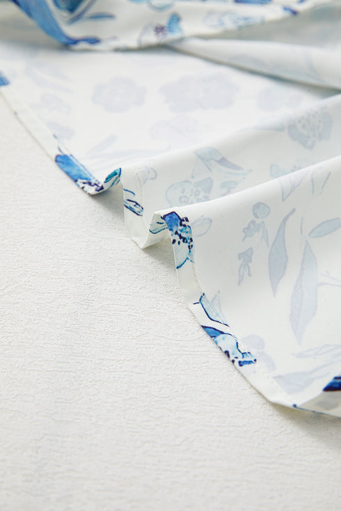 Sweet Floral Print Ruffled Short Sleeve Southern Belle Blouse Top