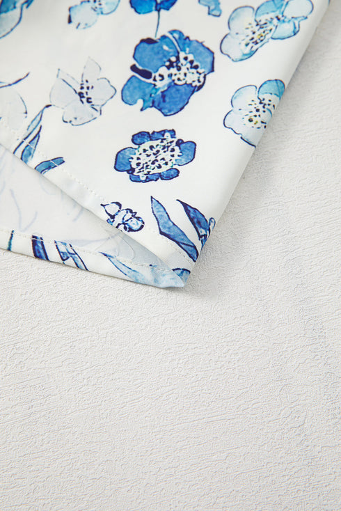 Sweet Floral Print Ruffled Short Sleeve Southern Belle Blouse Top