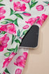 Sweet Floral Print Striped Trim A Line Dress