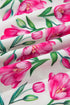 Sweet Floral Print Striped Trim A Line Dress