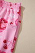 Sweet Heart Cake Print Ruffle Trim Two Piece Sleepwear